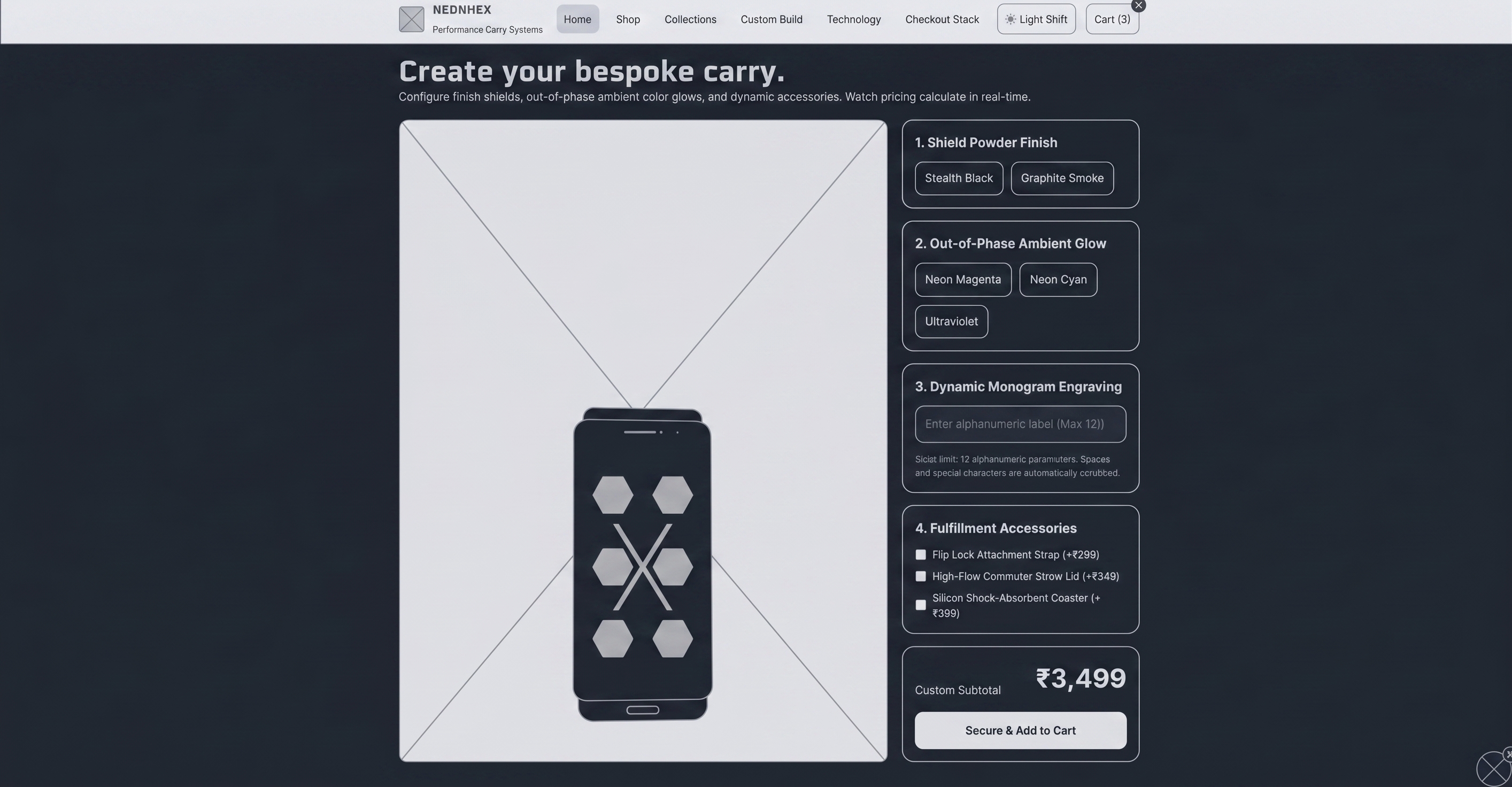 NeonHex Mobile Wireframe Screen Flow